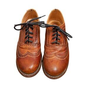 Bed|Stu Men's Brown Leather Wingtip Brogue Lace-Up Oxford Round Toe US 8.5